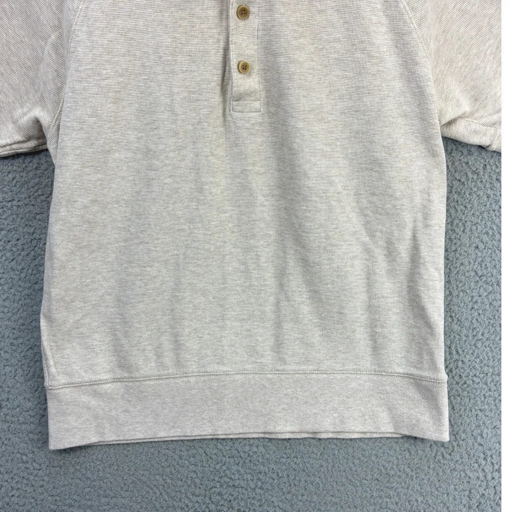 Banana Republic Waffle Short Sleeve Polo Shirt Mens M Oatmeal Casual Summer